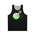 Unisex fantasy tank top with blue and red potion design