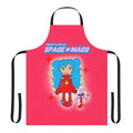 Vibrant pink apron featuring a magical princess character in a space setting