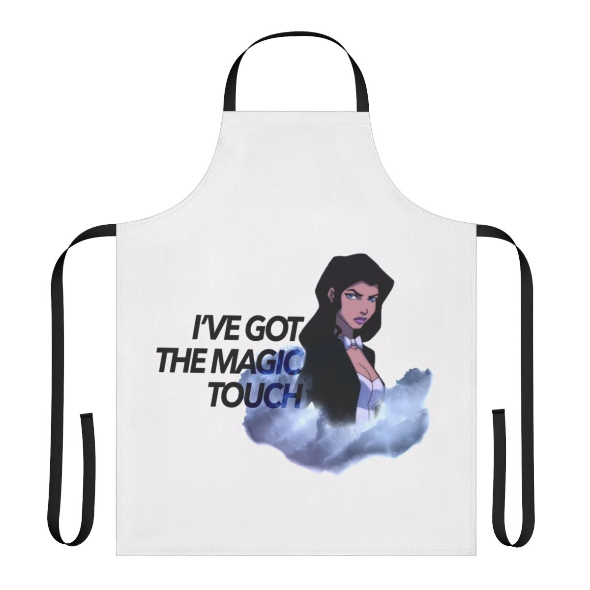 Zatanna-inspired apron featuring the superheroine's iconic magic symbols and design