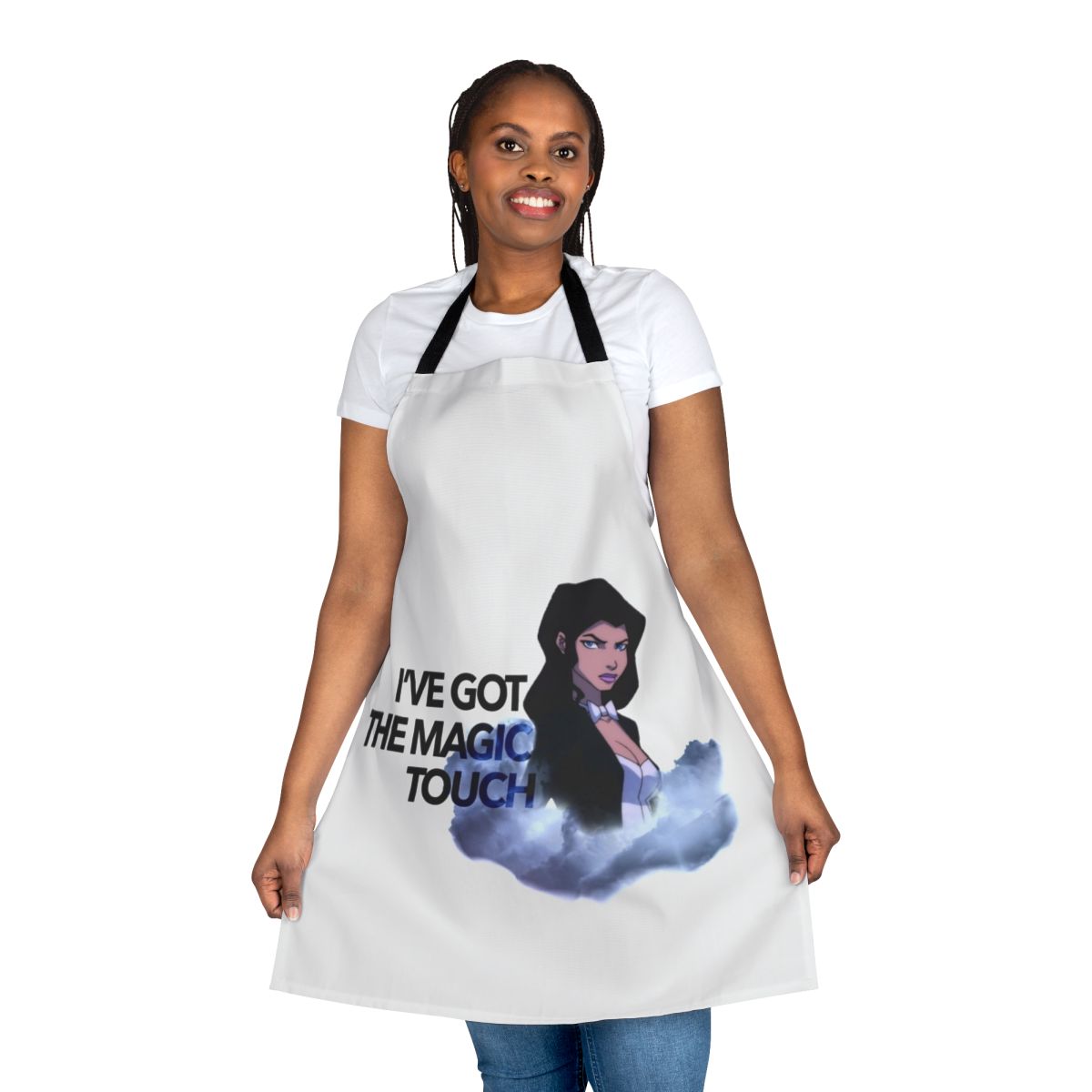 Zatanna-inspired apron featuring the superheroine's iconic magic symbols and design