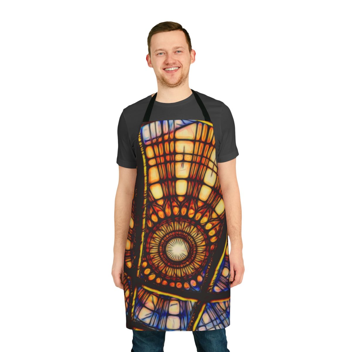 Dr Strange inspired apron featuring magical symbols and the Sanctum Sanctorum