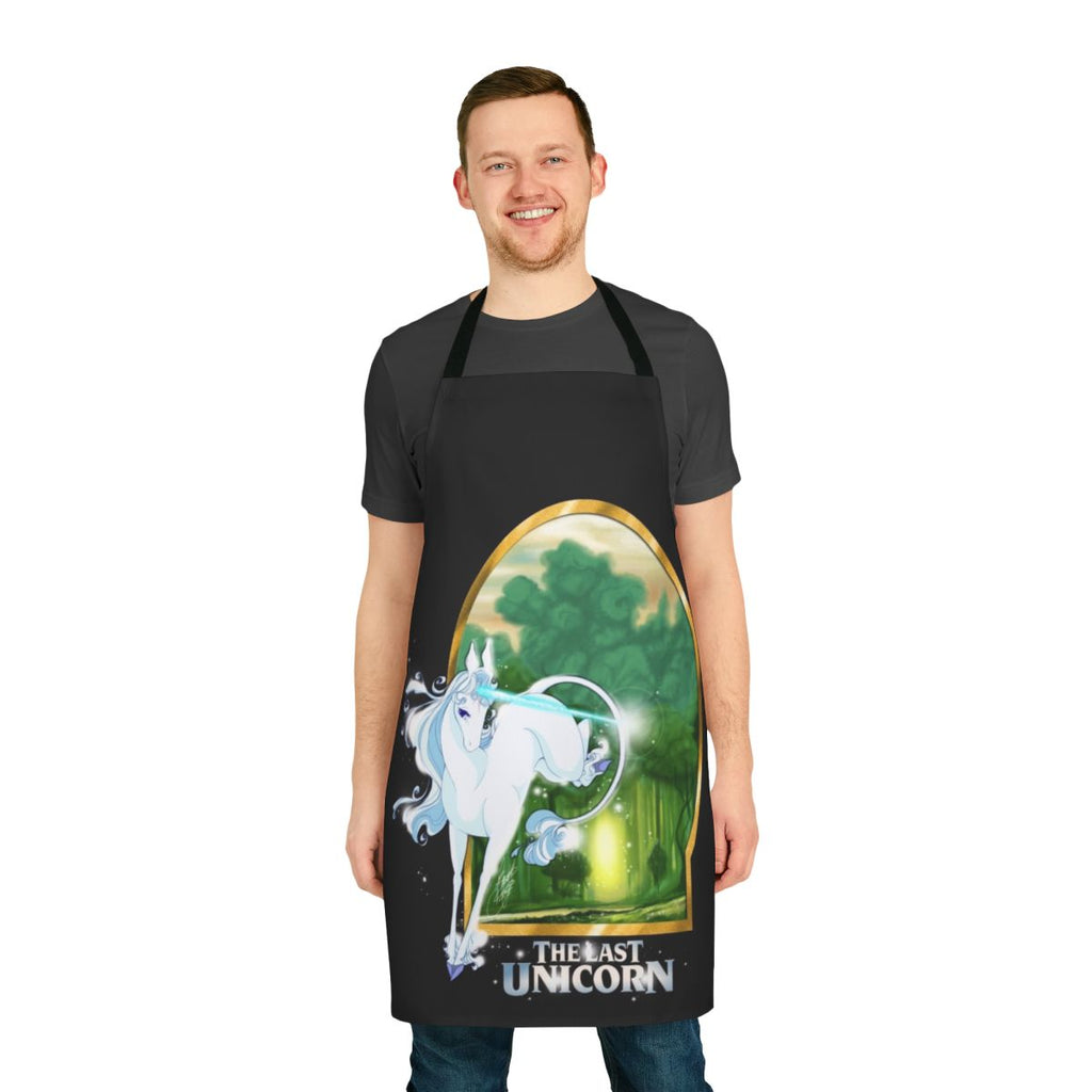 A fantasy-inspired apron featuring a unicorn design, perfect for fans of "The Last Unicorn".