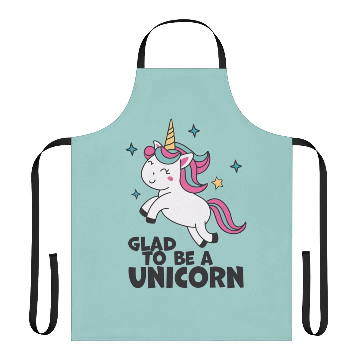A whimsical apron featuring a cute, kawaii unicorn design for fantasy enthusiasts.