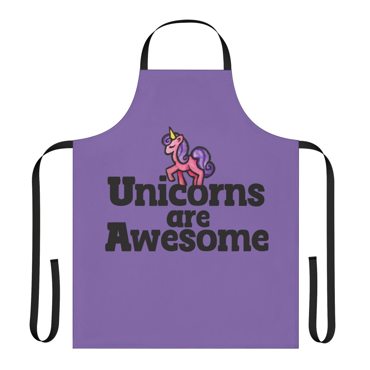 Vibrant pink unicorn design on a high-quality cooking apron