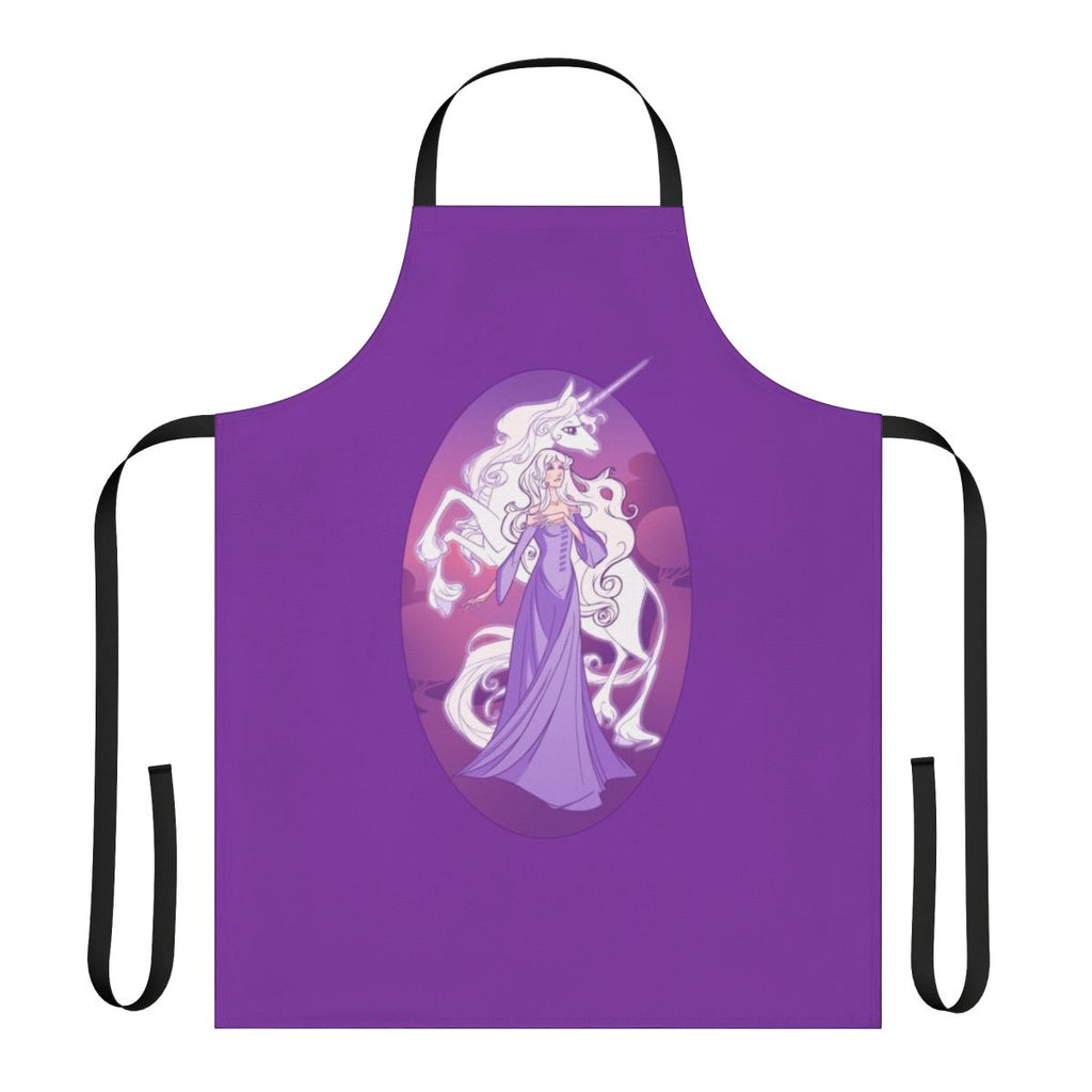 Whimsical apron featuring a unicorn design inspired by the classic fantasy novel The Last Unicorn.