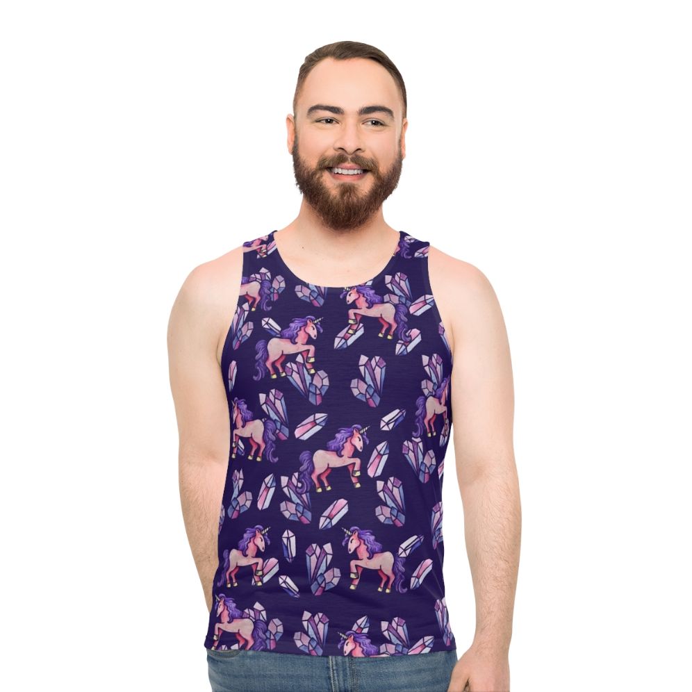 Magical unicorn crystal unisex tank top