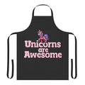A pink and white apron with a playful unicorn design, perfect for the unicorn lover in your life.