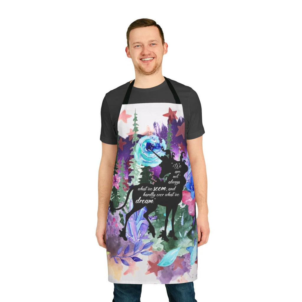 Apron featuring a quote from the 80s fantasy novel "The Last Unicorn"