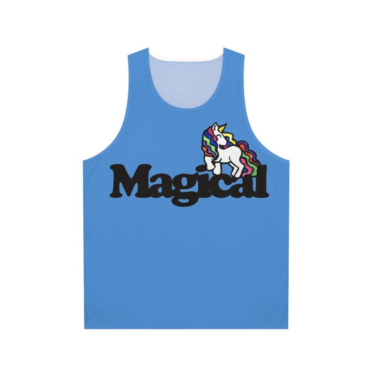 Magical unicorn unisex tank top with rainbow and cute design