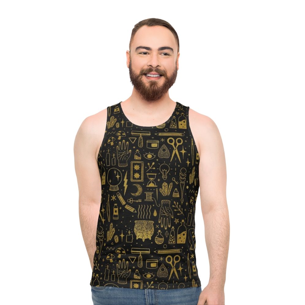 Magical unisex tank top featuring occult and witchy design