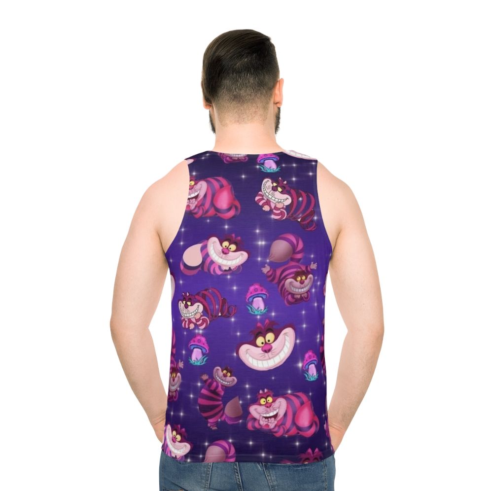 Cheshire cat and mushrooms fantasy unisex tank top