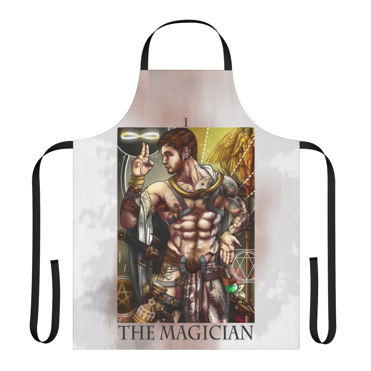 Gay tarot-inspired magician apron with The Magician design