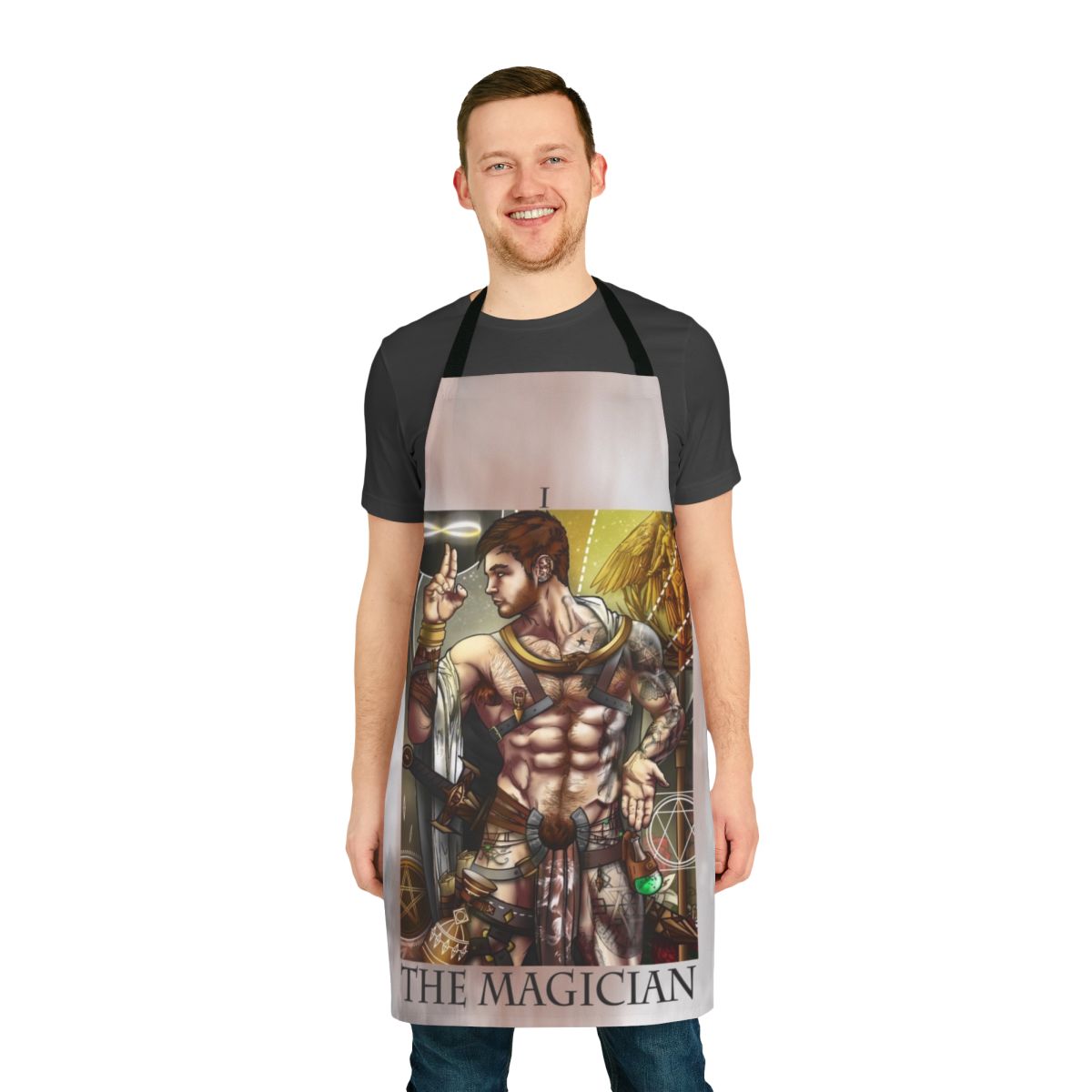 Gay tarot-inspired magician apron with The Magician design