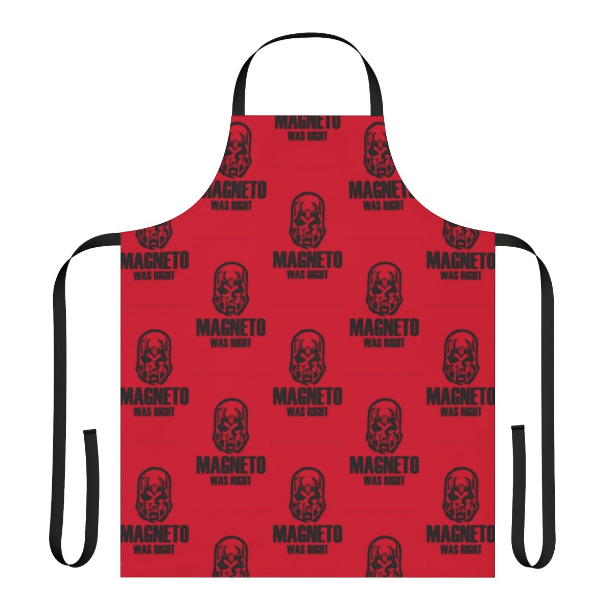 Magneto-inspired apron featuring the iconic "Magneto Was Right" design