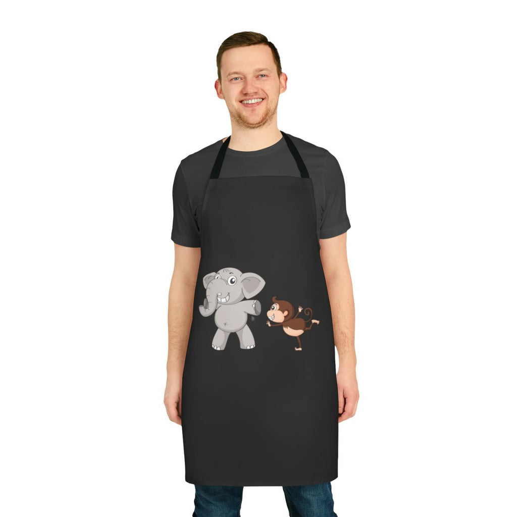 Apron featuring a variety of legendary animals including dragons, unicorns, and falcons in a fantasy-inspired design.