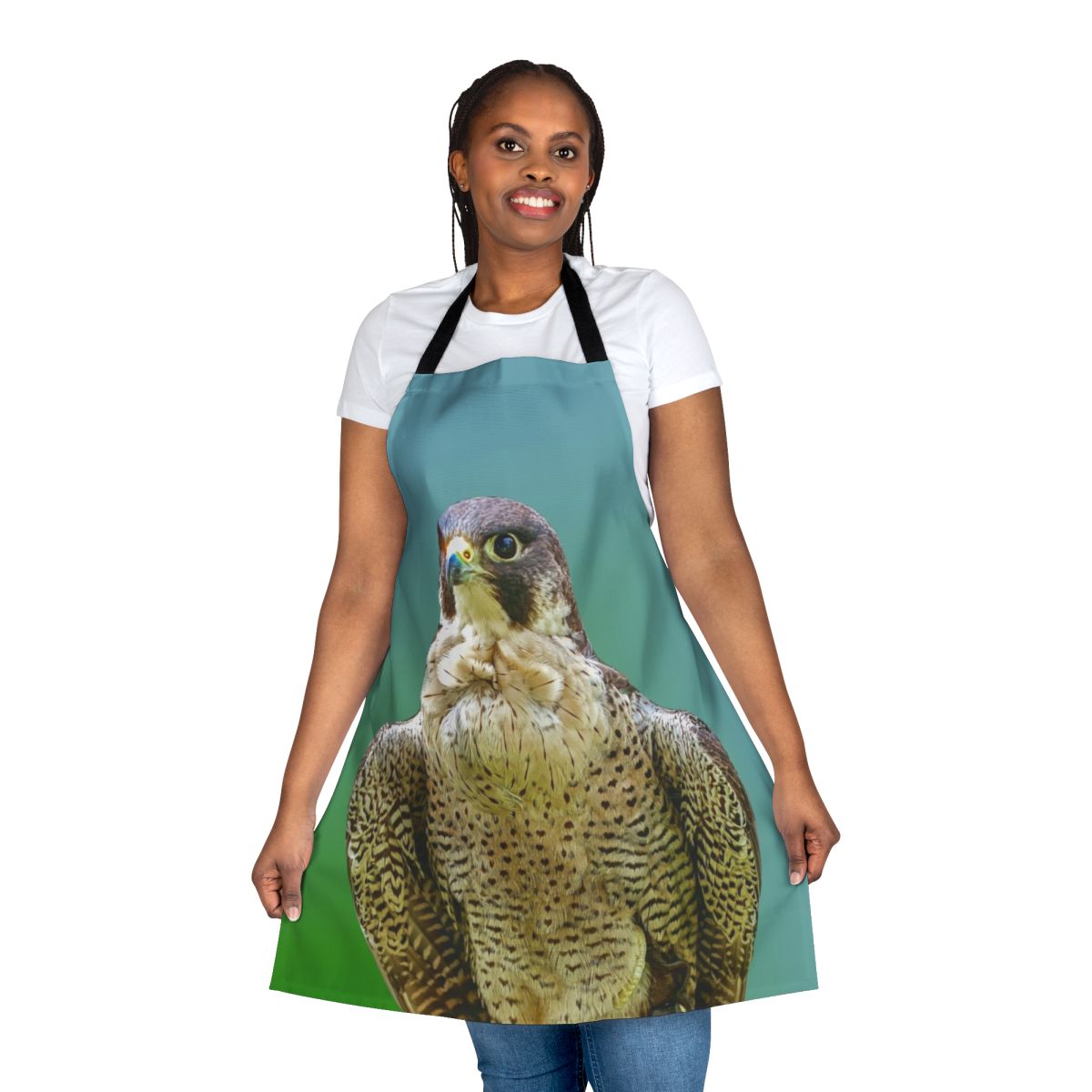 Majestic Peregrine Falcon Apron featuring detailed feather and wing design