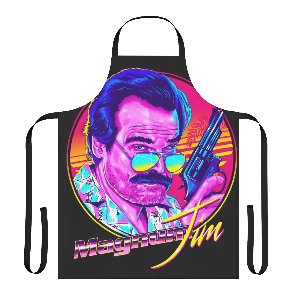 Magnum Jim fan art design on a high-quality apron by Zerobriant