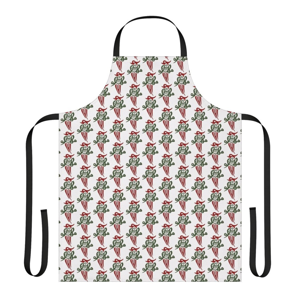 Mahjong Tile Bird-Inspired One Suit Apron featuring a stylized bird design on a white background