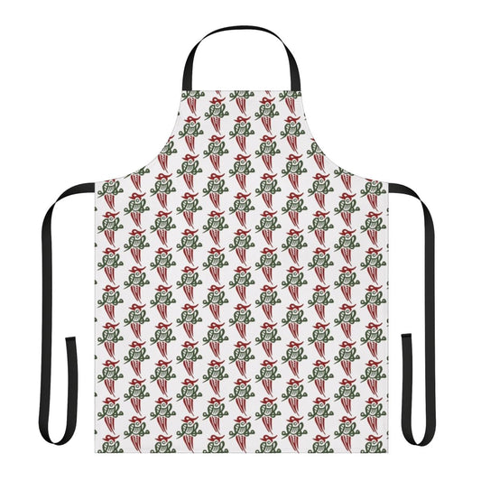Mahjong Tile Bird-Inspired One Suit Apron featuring a stylized bird design on a white background