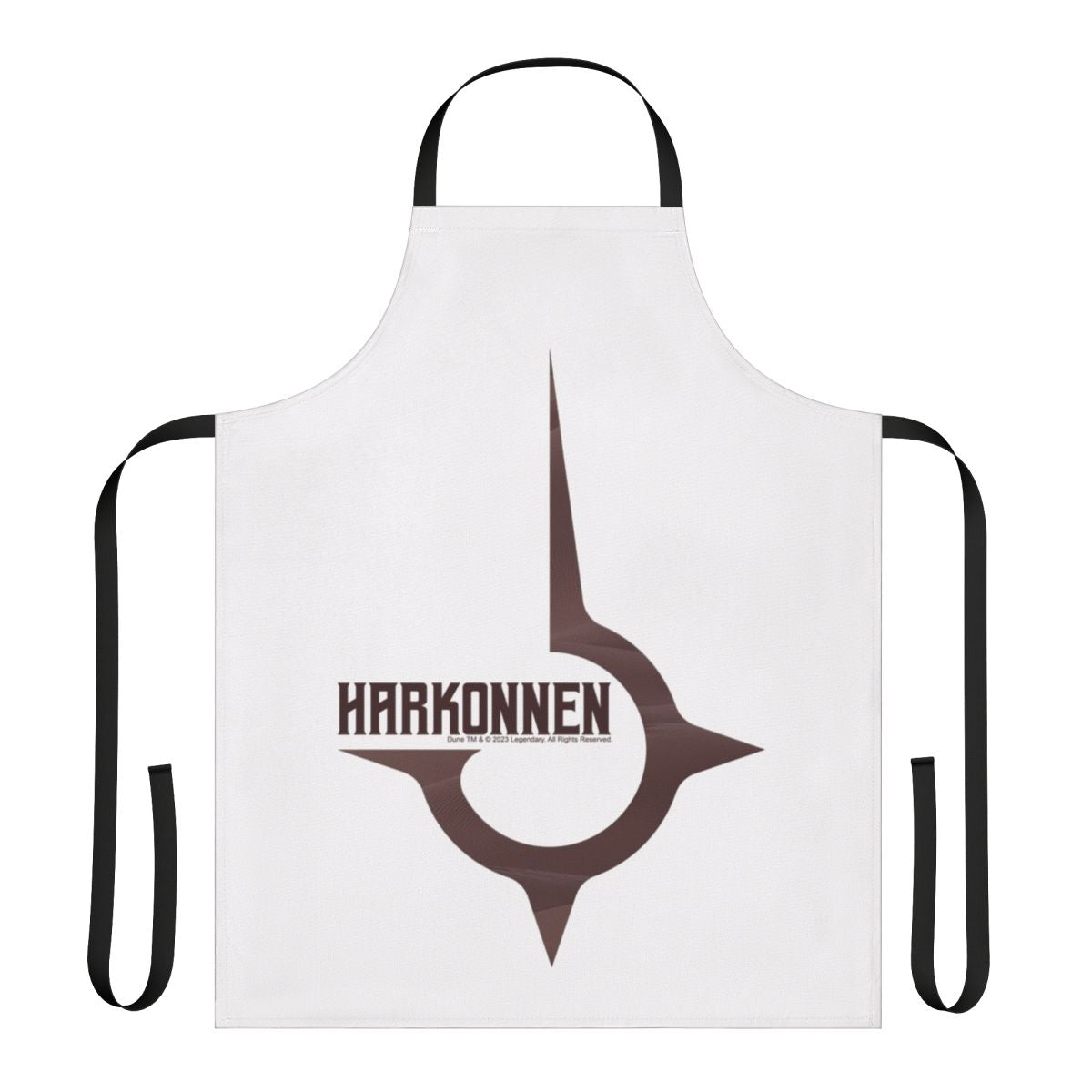 Mahogany-colored apron featuring House Harkonnen insignia from the Dune universe