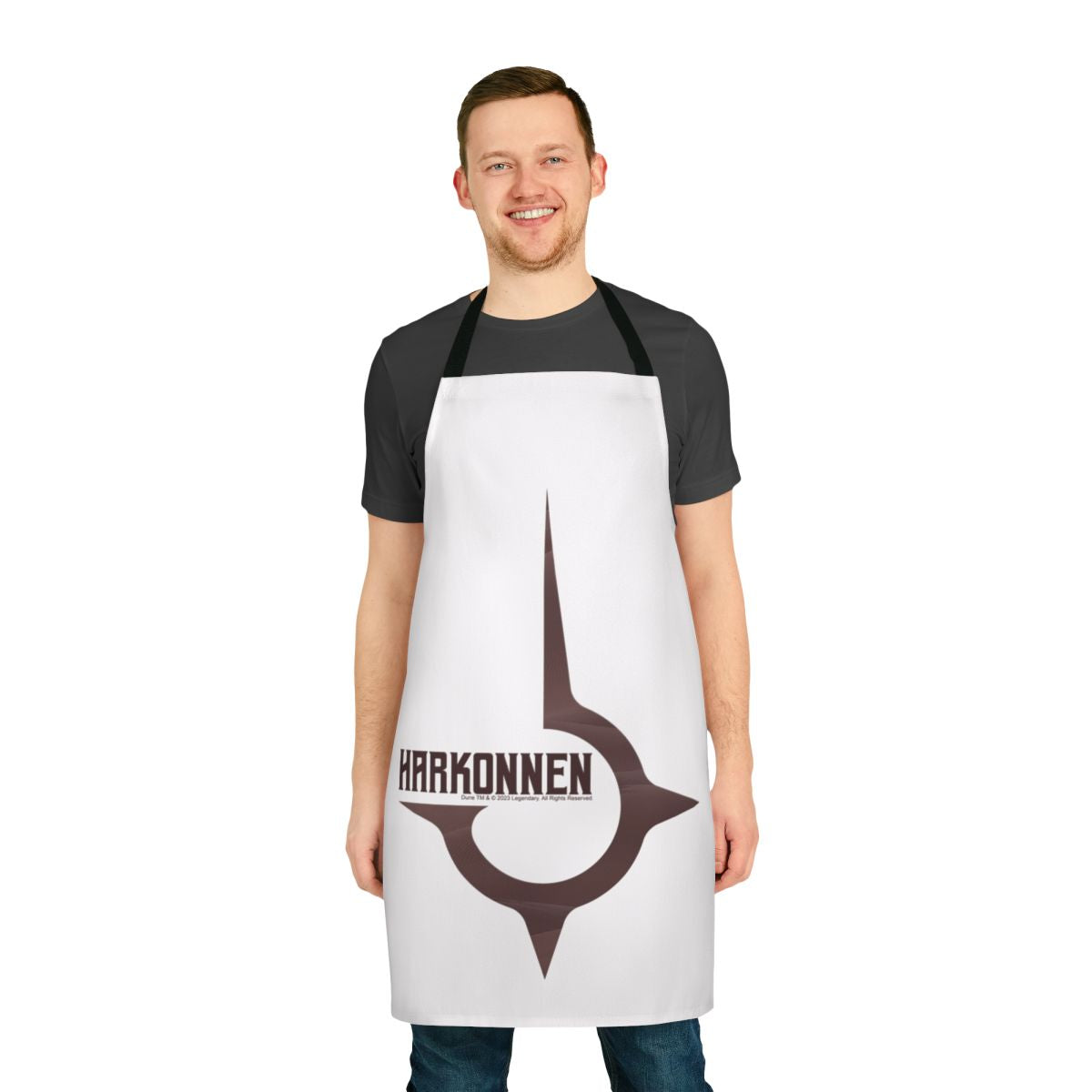 Mahogany-colored apron featuring House Harkonnen insignia from the Dune universe