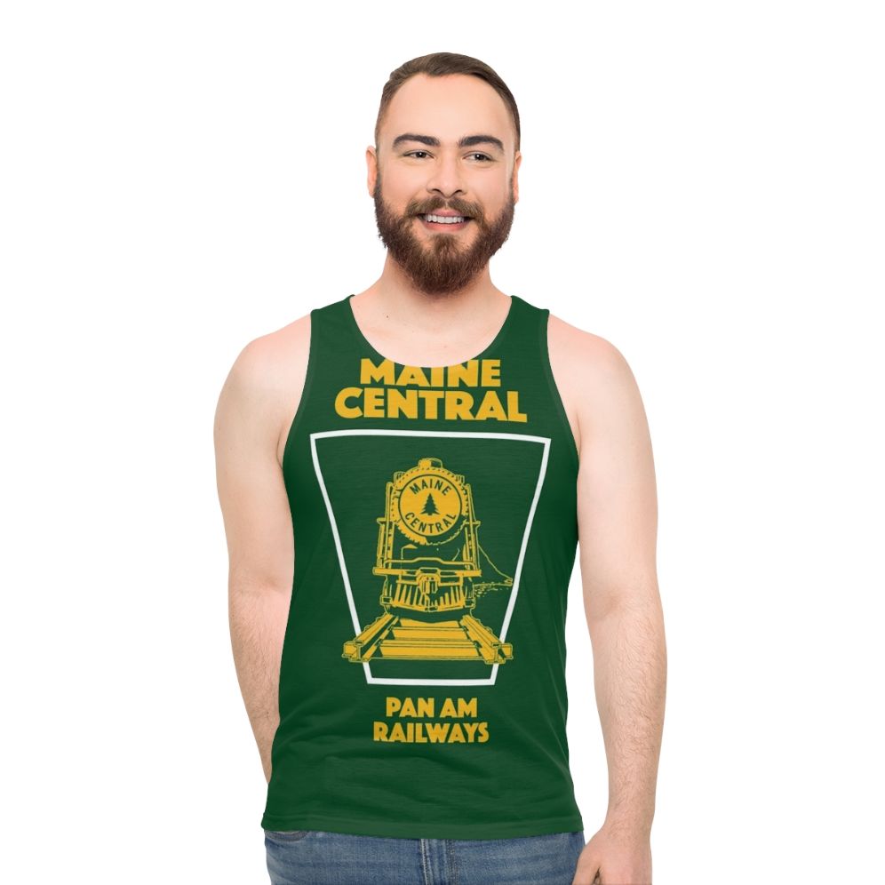 Unisex tank top with Maine Central train emblem