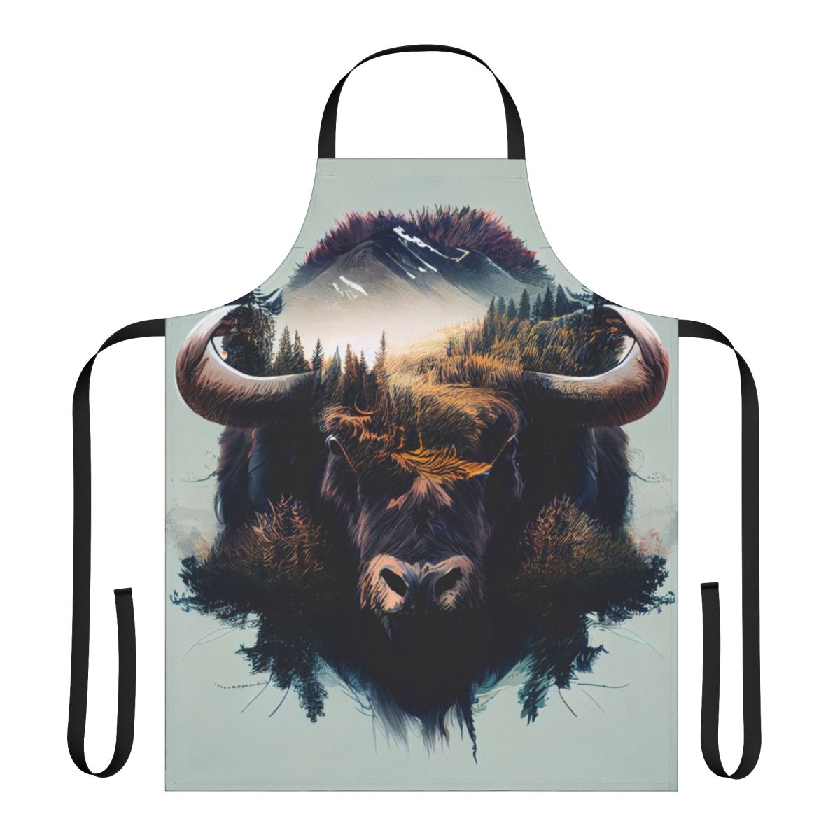 Stylish bison apron featuring a majestic bison design