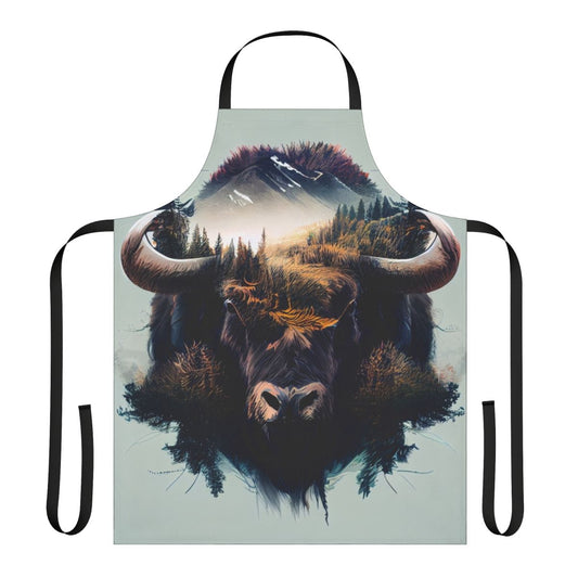 Stylish bison apron featuring a majestic bison design