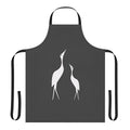 Colorful apron featuring a crane and legendary animals in an abstract, nature-inspired design
