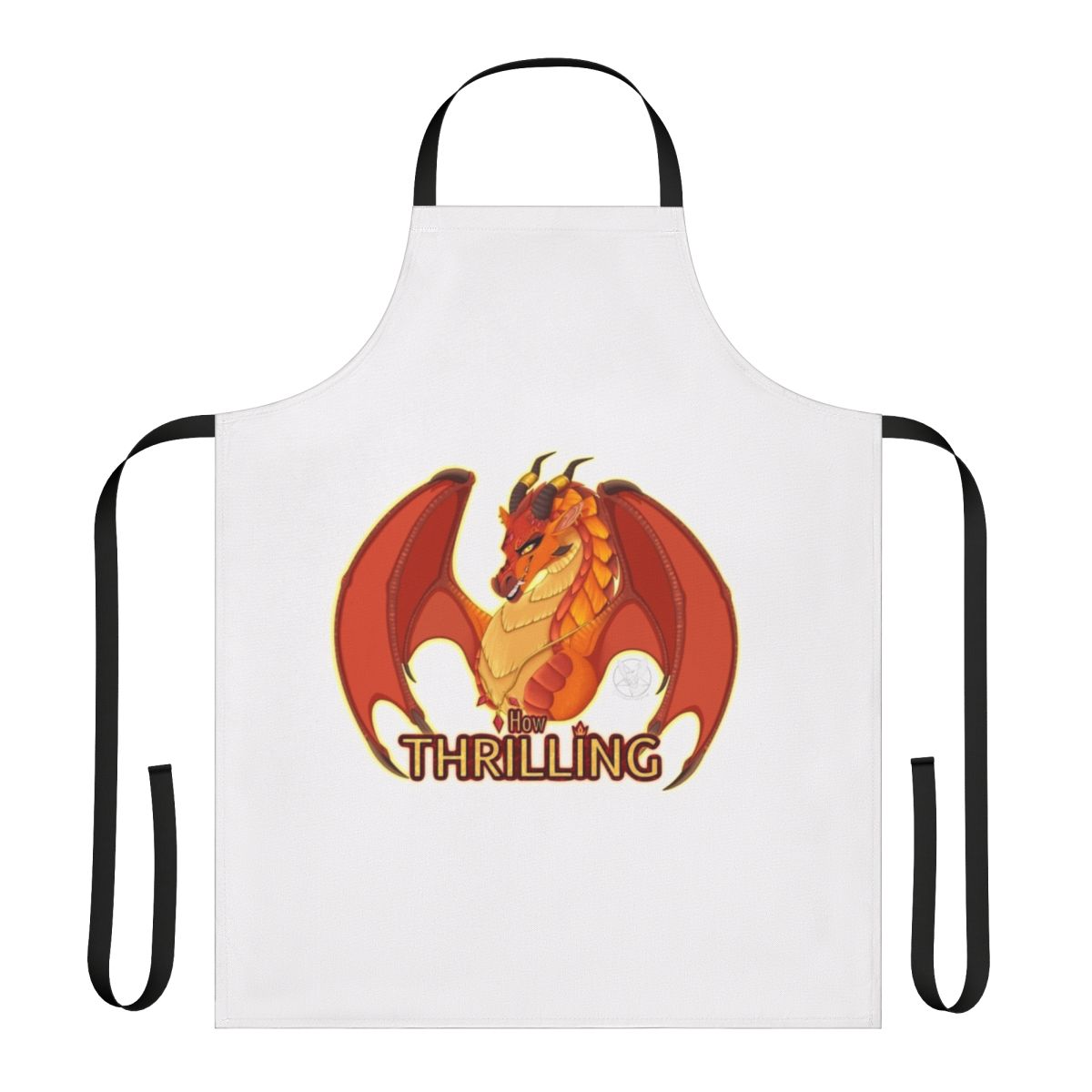 A vibrant apron featuring characters and imagery from the "Wings of Fire" book series, perfect for fans of fantasy dragons.