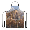 Stylish apron featuring an illustration of a graceful Eurasian eagle owl in flight, perfect for nature and bird lovers.