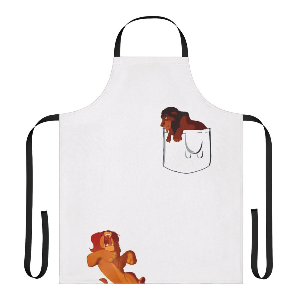 Durable cotton apron featuring an illustration of a lion, the king of the jungle