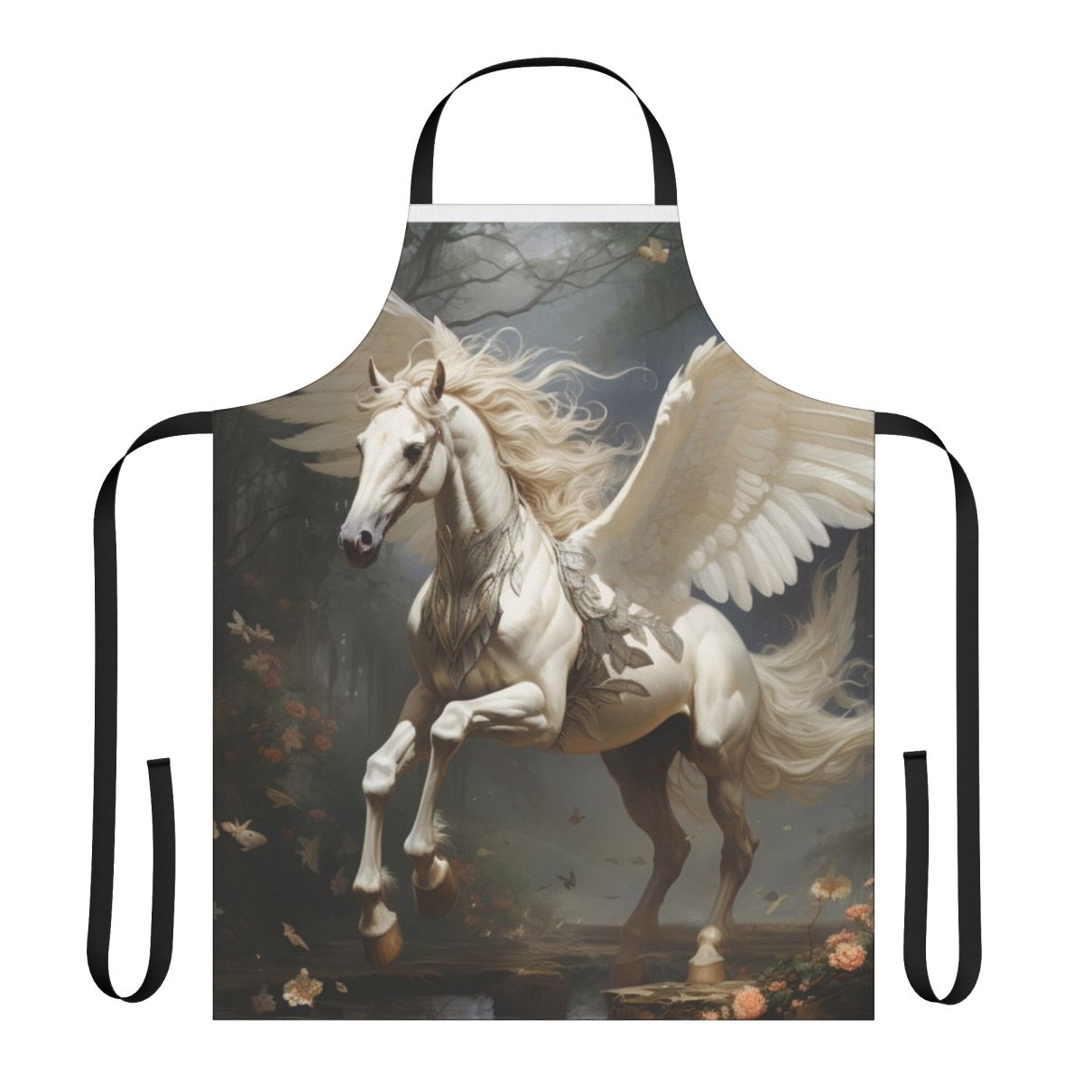 Apron featuring a detailed illustration of a mythical winged horse, the Pegasus.