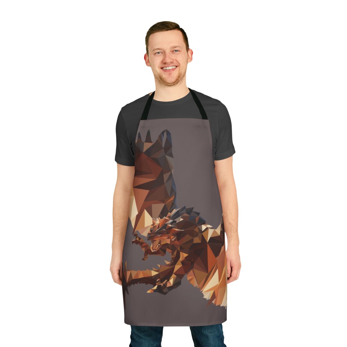 Artistic cubist-style apron featuring the iconic Rathalos dragon from the Monster Hunter series