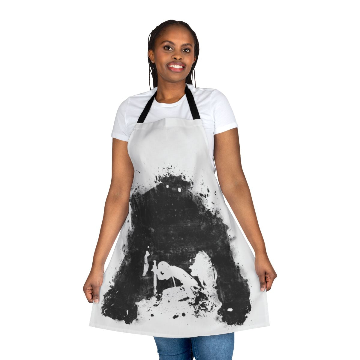 Apron featuring the iconic shadow of a colossal figure from the beloved video game