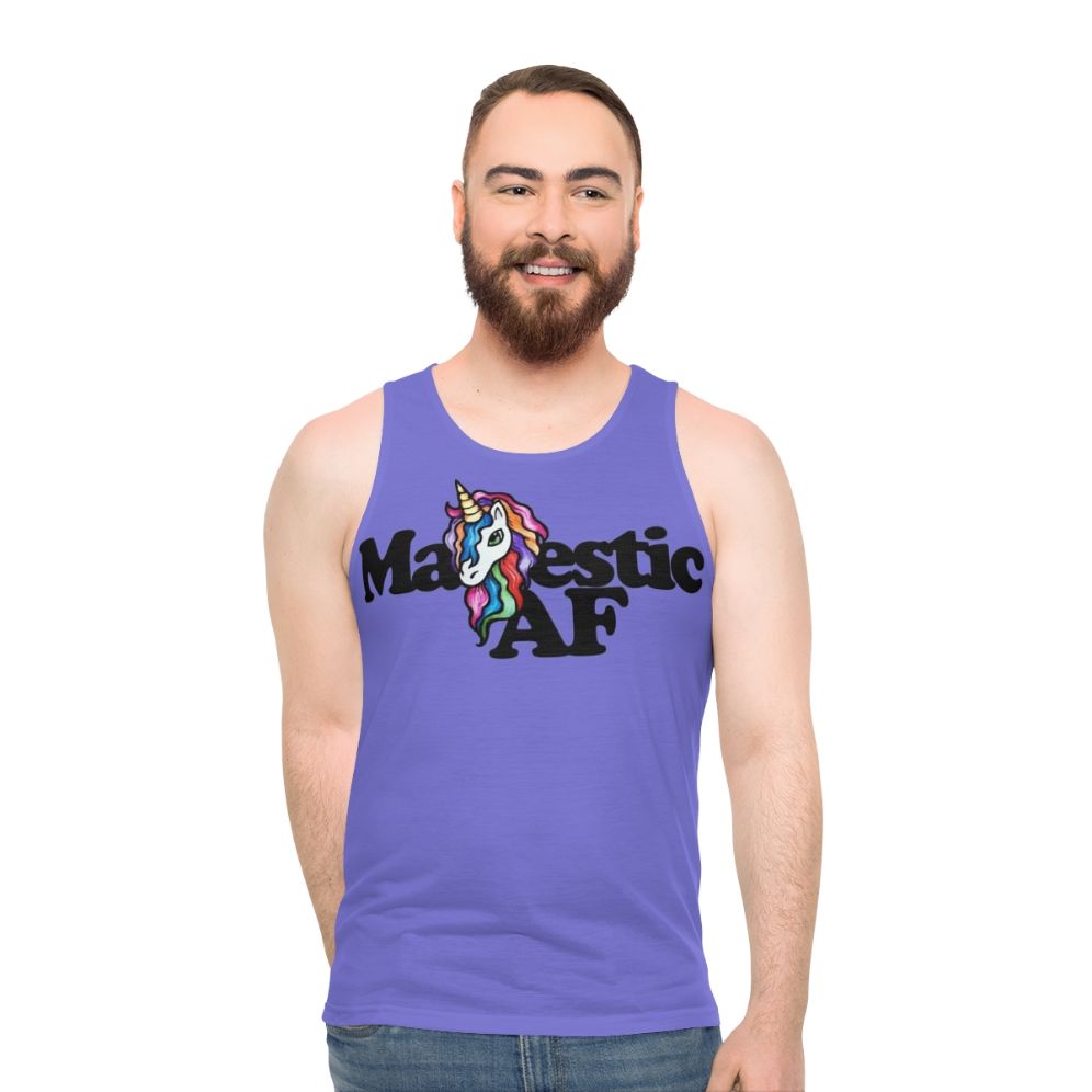 Majestic unicorn unisex tank top with vintage aesthetic design
