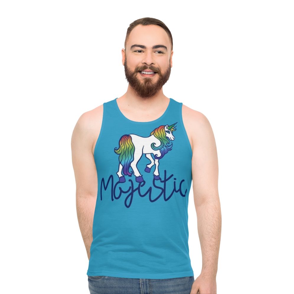 Majestic unisex tank top with magical unicorn graphic
