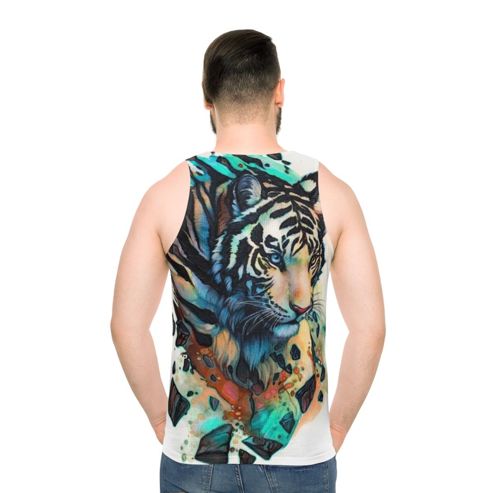 Unisex tank top with a majestic white tiger print