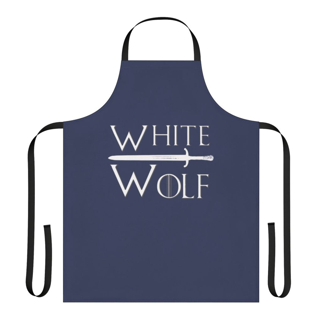 White wolf apron with direwolf design inspired by Game of Thrones