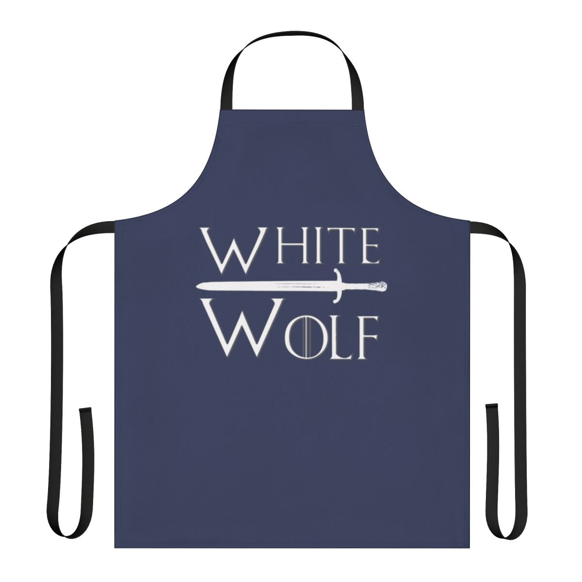 White wolf apron with direwolf design inspired by Game of Thrones