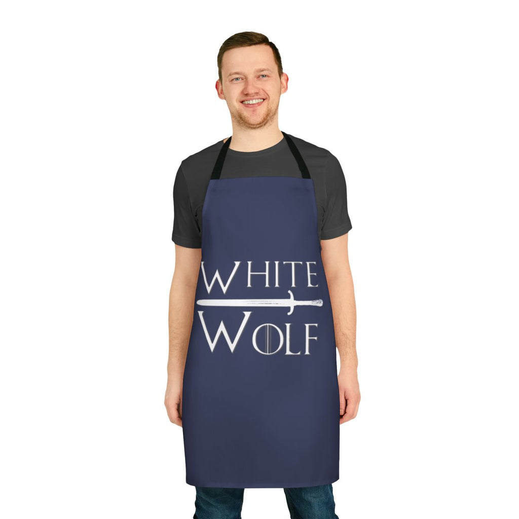 White wolf apron with direwolf design inspired by Game of Thrones