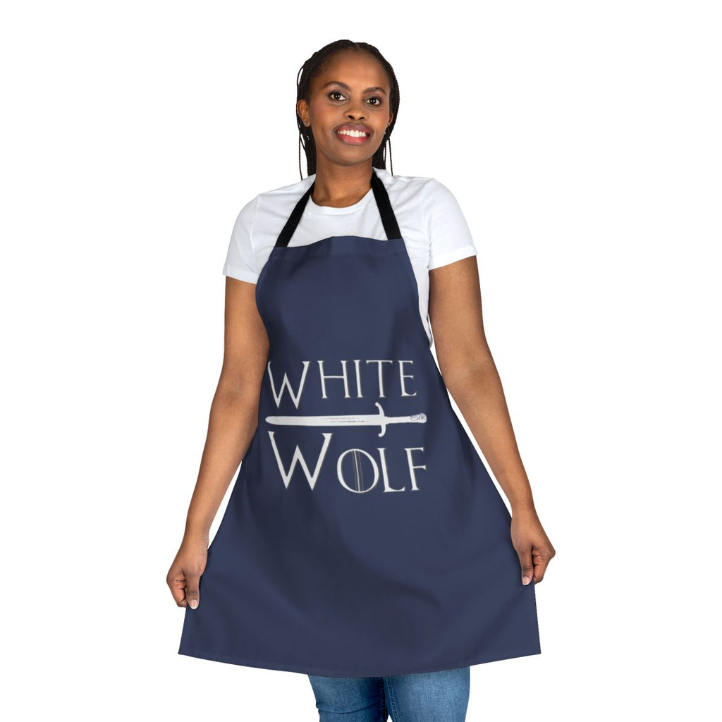 White wolf apron with direwolf design inspired by Game of Thrones