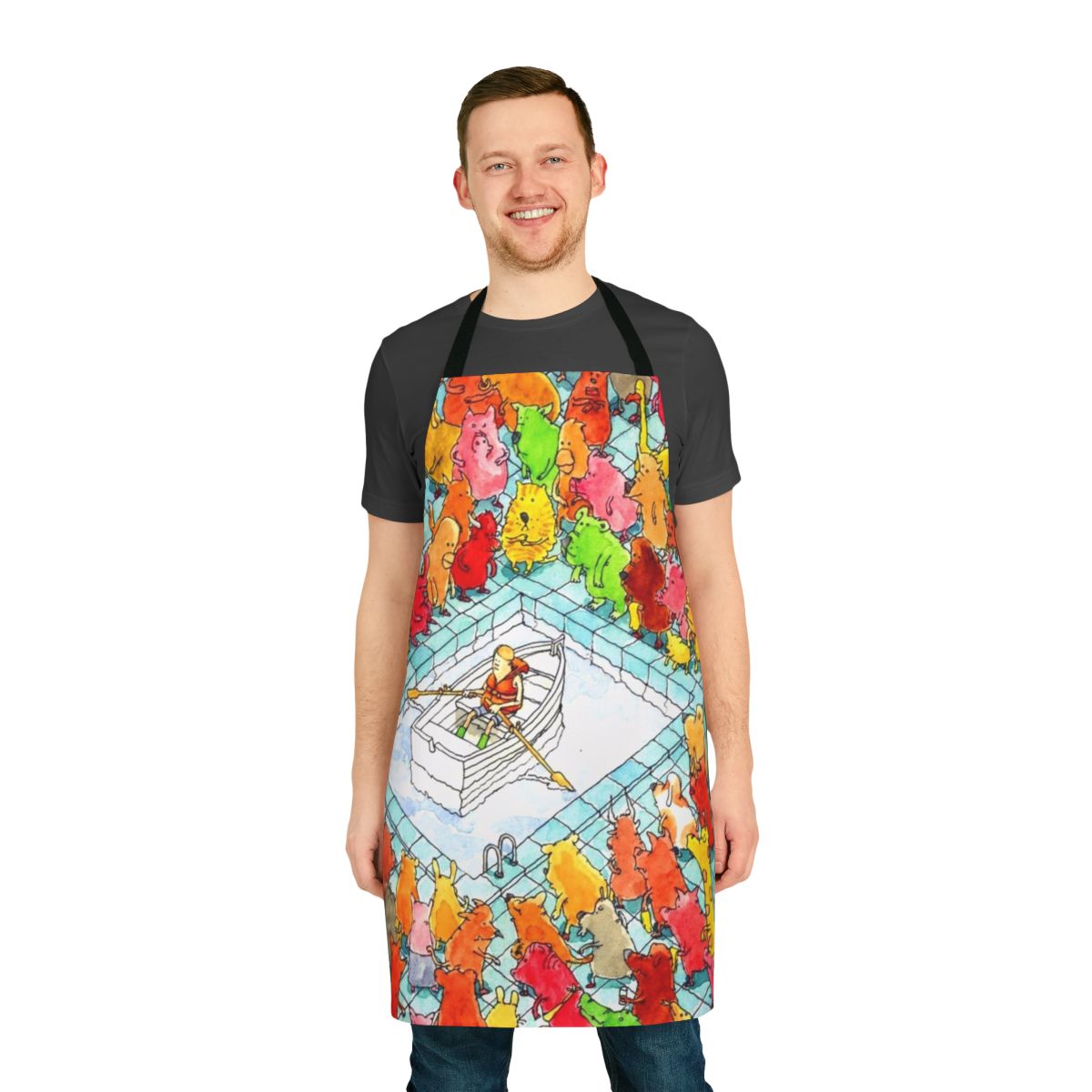 Malamsenin apron featuring Gavin Dance band logo and "Happiness 2020" design