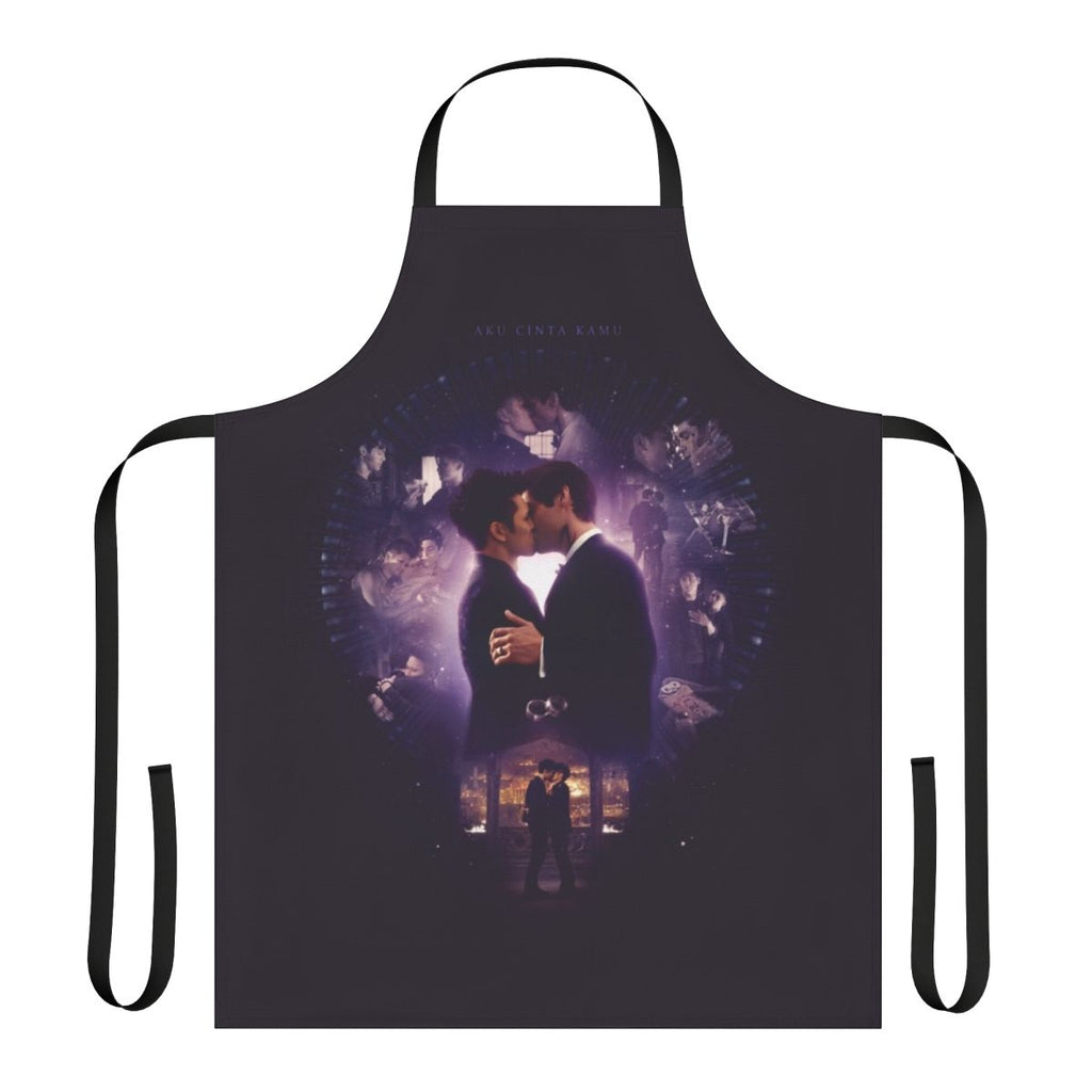Malec-themed apron featuring angel wings and the message "I love you" in Indonesian
