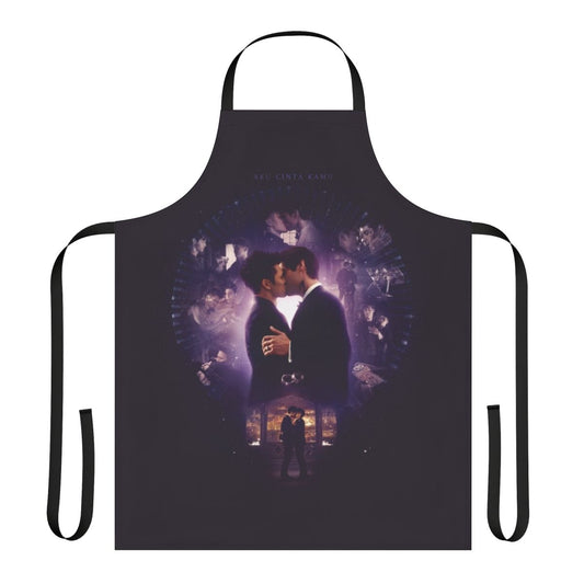 Malec-themed apron featuring angel wings and the message "I love you" in Indonesian