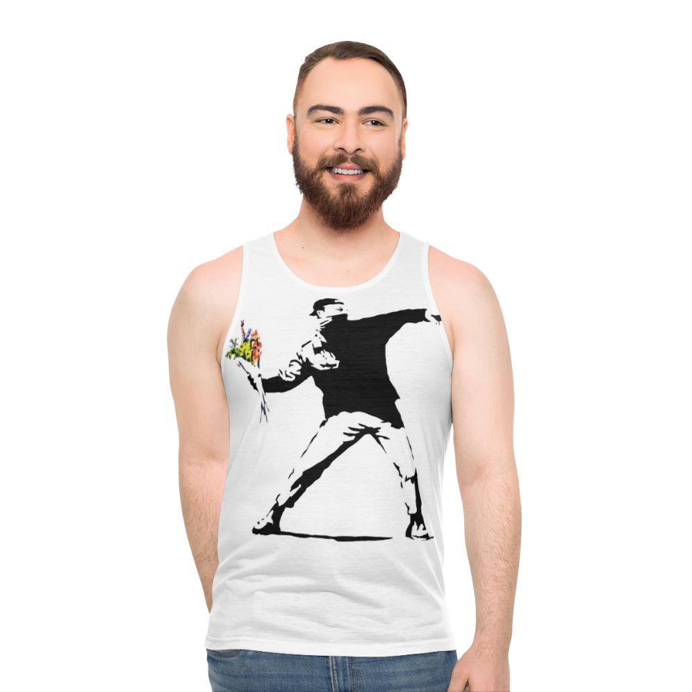 Man Holding Flowers Unisex Tank Top