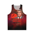 Unisex tank top with "Man in a Suitcase" graphic design