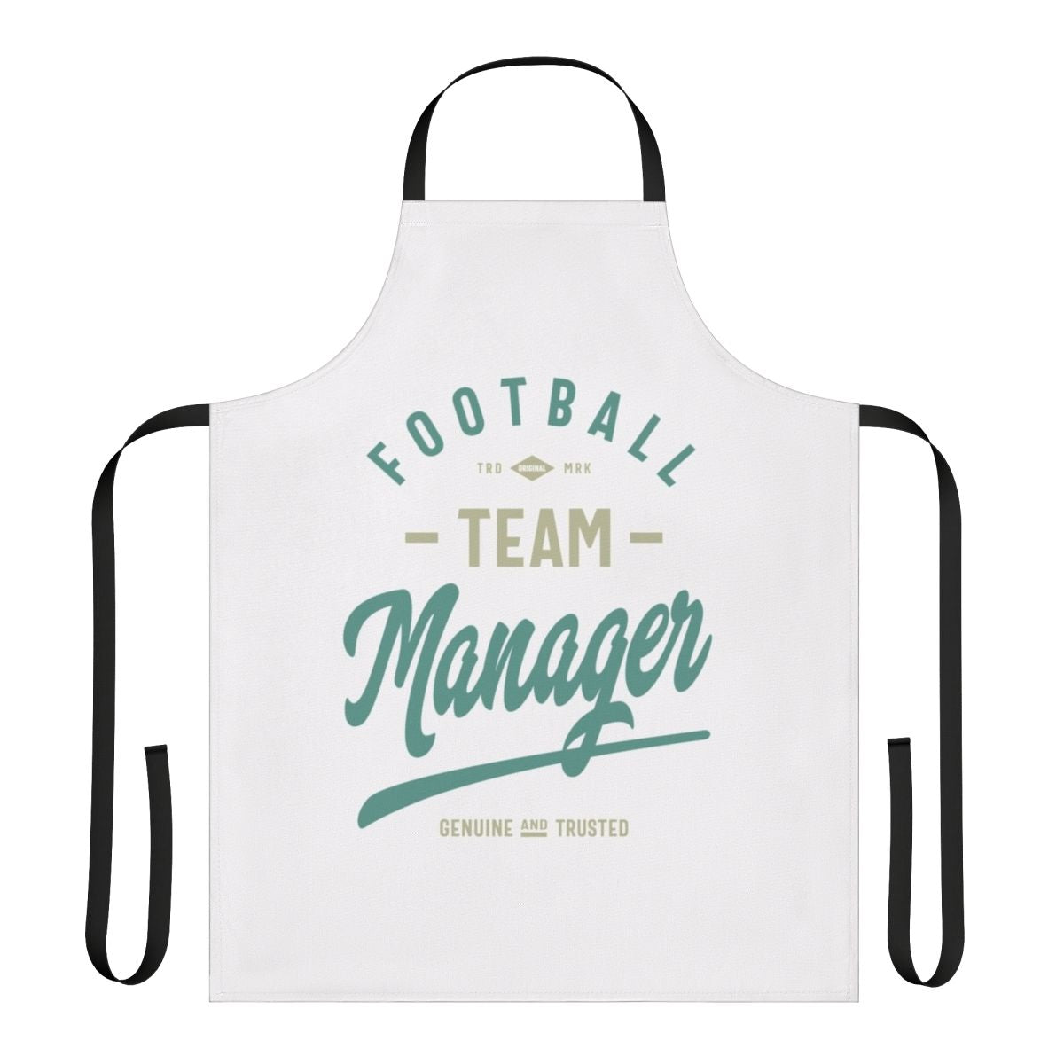 A black apron with the text "Football Team Manager" printed on it.