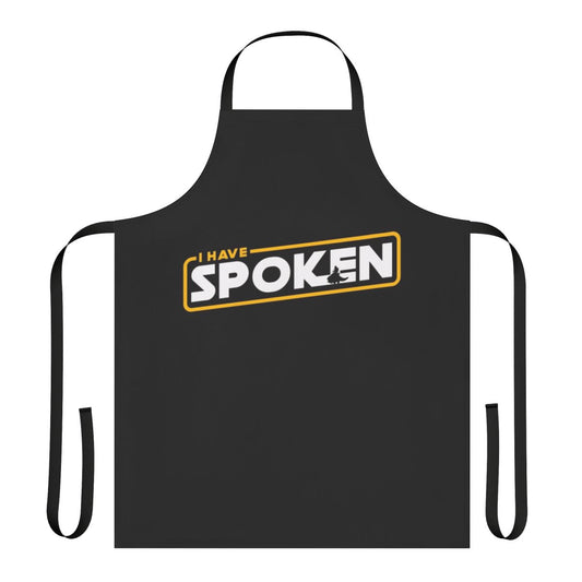 Mandalorian-inspired "I Have Spoken" apron with the iconic phrase and Mandalorian design elements