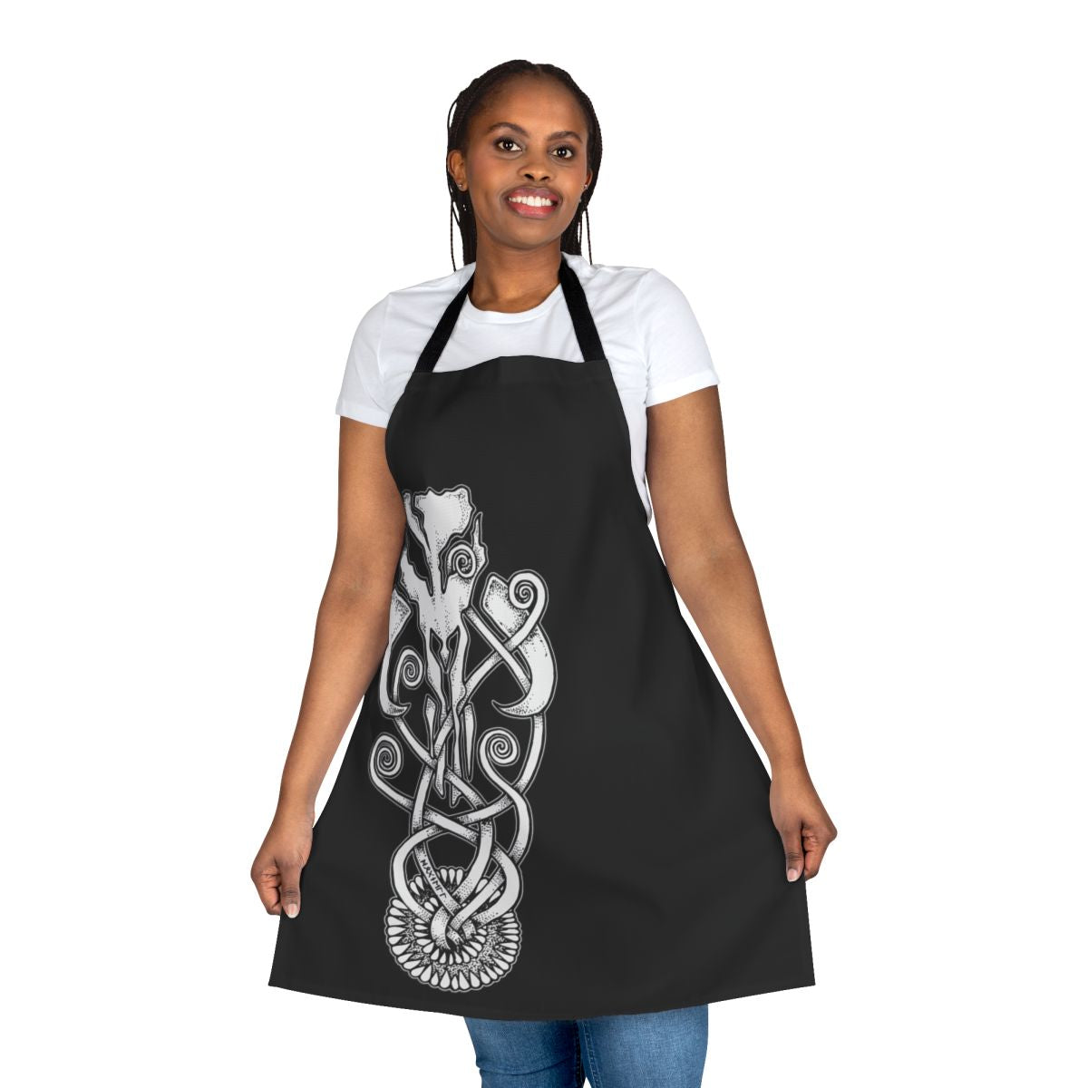 Mandalorian-themed apron with Sarlacc knotwork design
